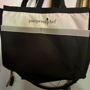 Pampered Chef XL Heavy Duty Consultant Canvas Bag Tote Collapsible Black/Grey